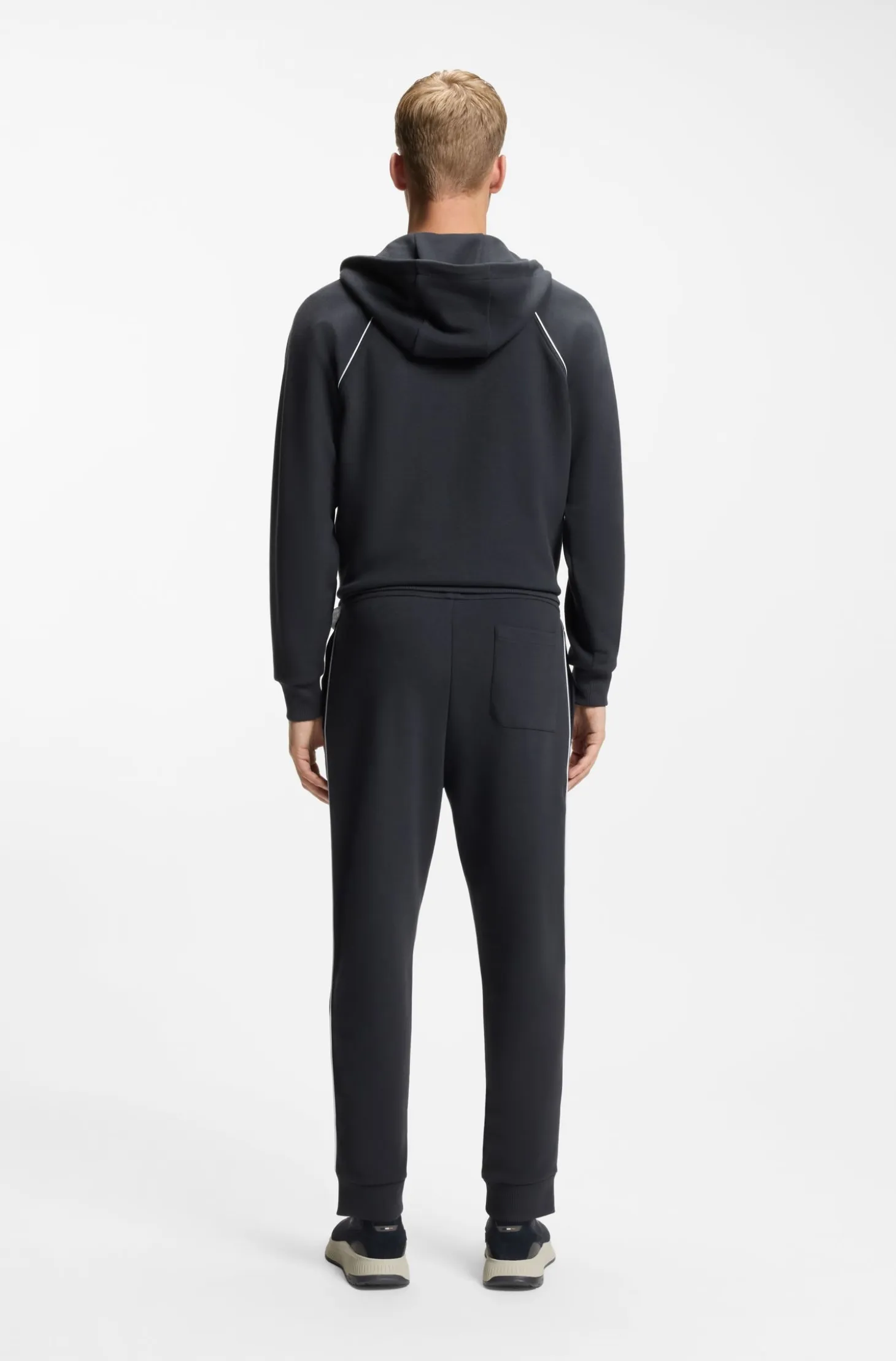 Cotton-blend tracksuit bottoms with piping details