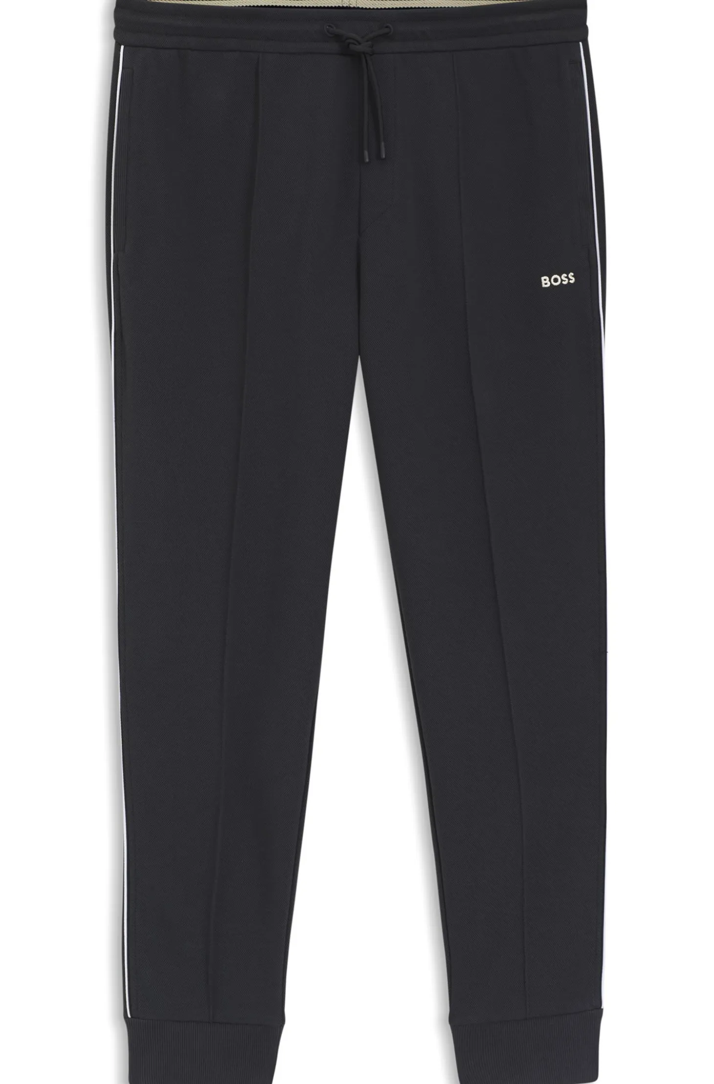 Cotton-blend tracksuit bottoms with piping details