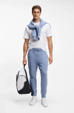 Cotton-blend tracksuit bottoms with piping details