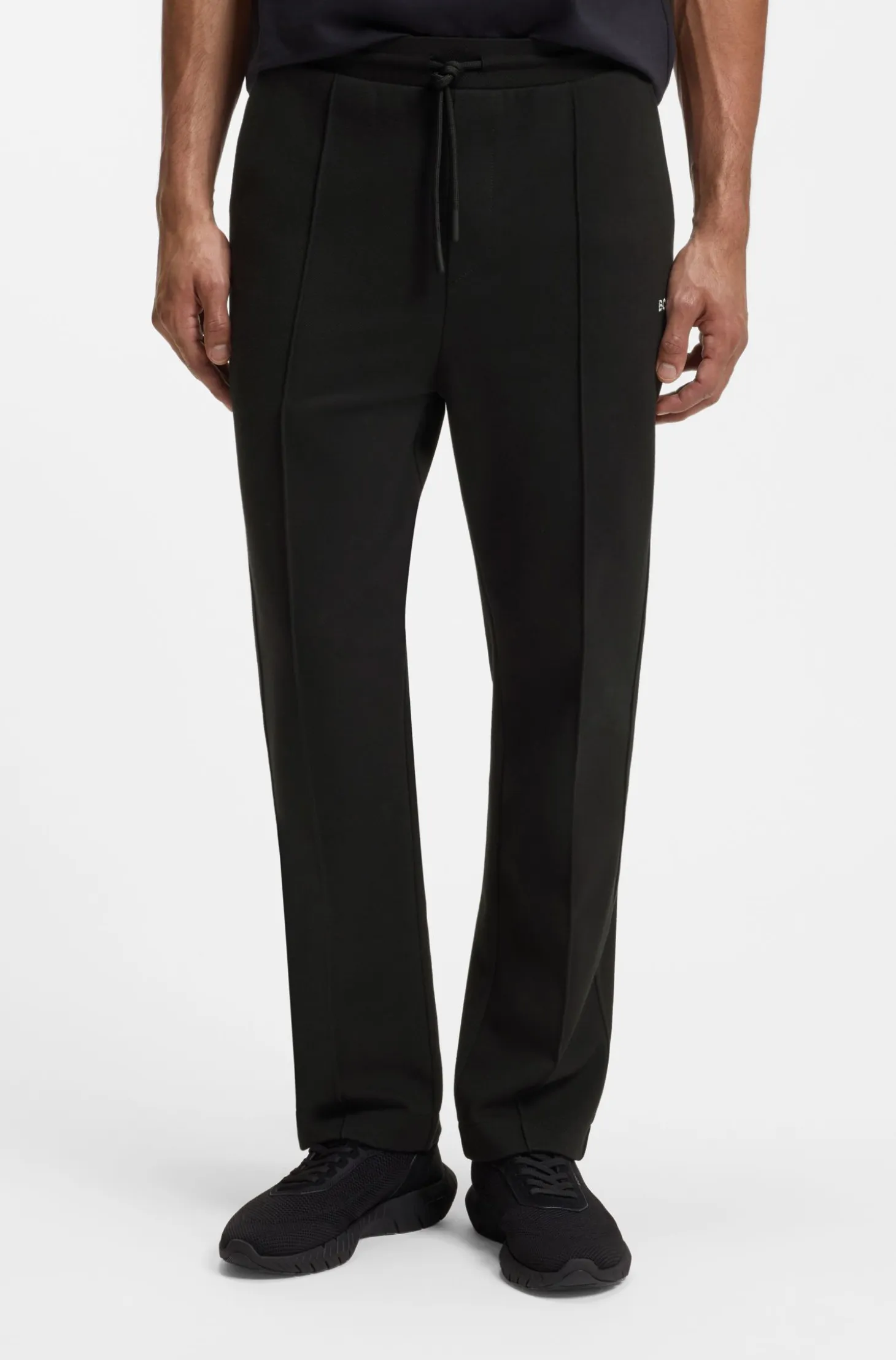 Cotton-blend tracksuit bottoms with pintuck pleats