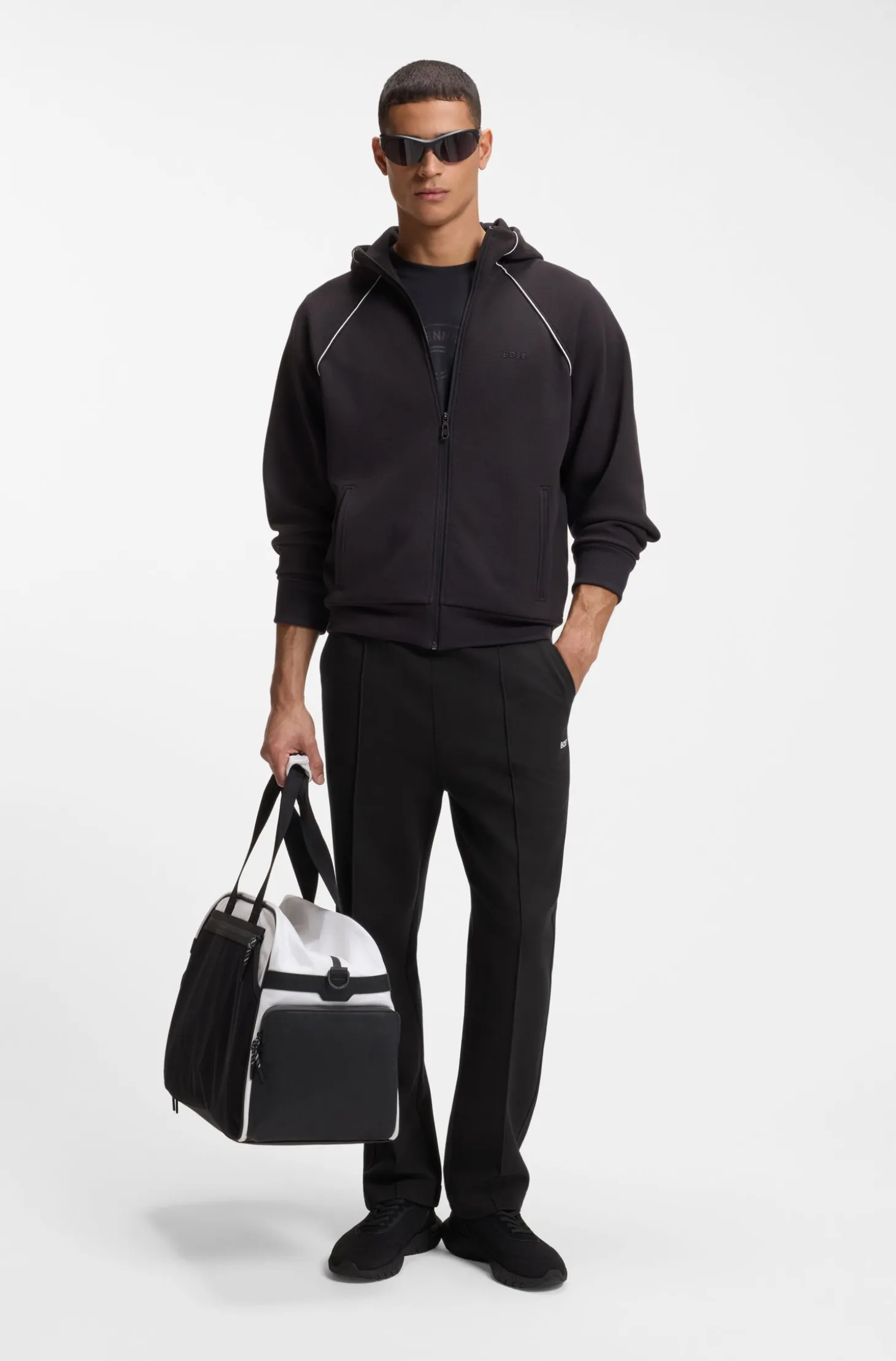 Cotton-blend tracksuit bottoms with pintuck pleats