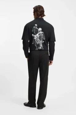 Cotton-blend tracksuit bottoms with drop-needle stripe