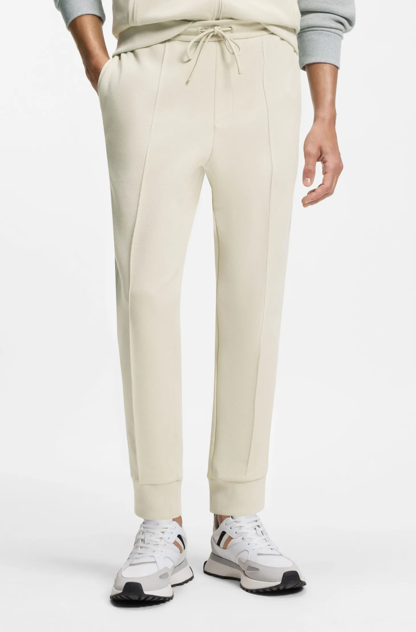 Cotton-blend tracksuit bottoms with piping details