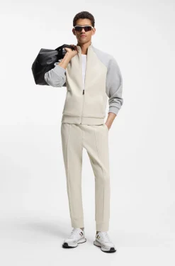 Cotton-blend tracksuit bottoms with piping details