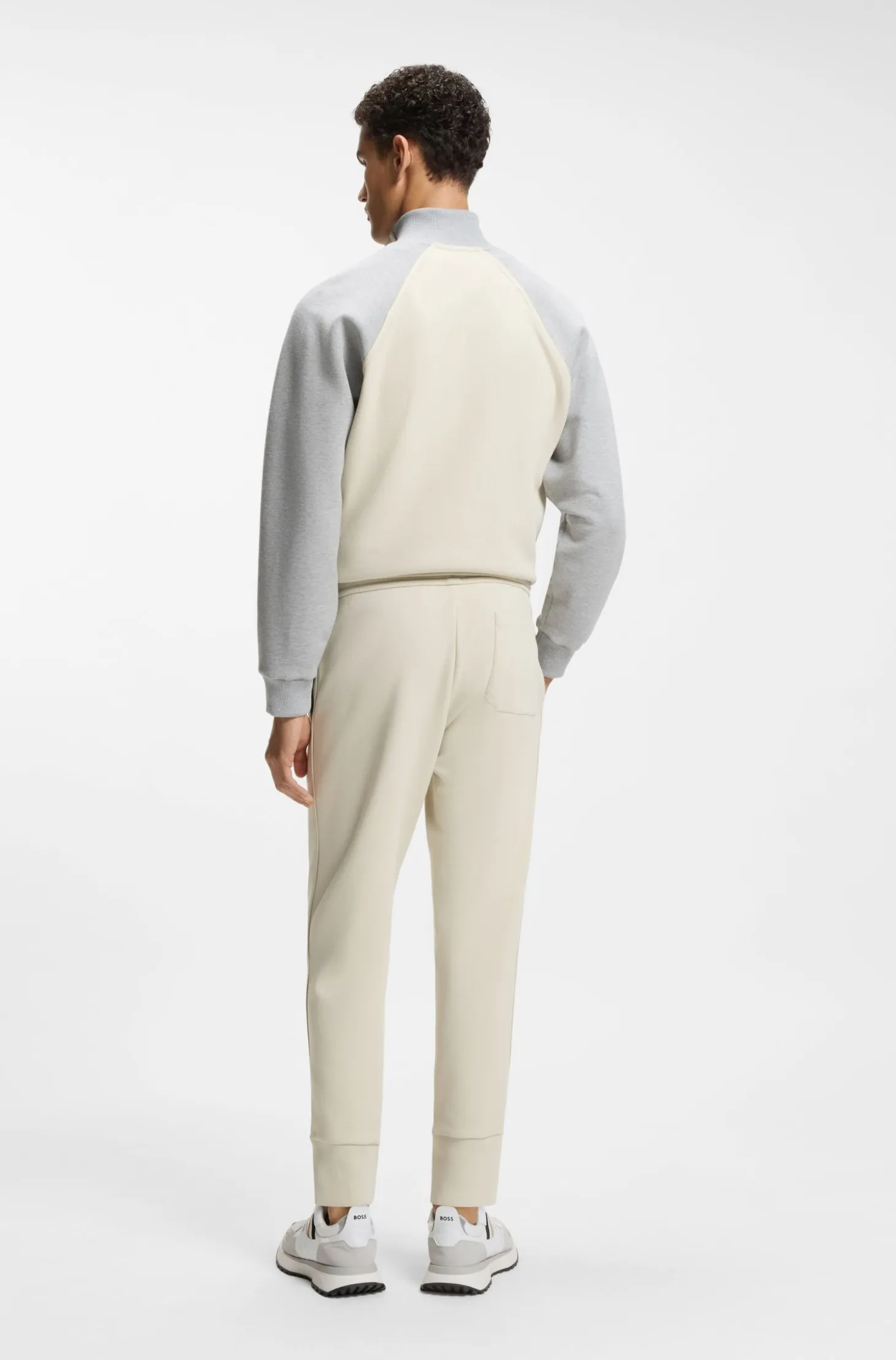 Cotton-blend tracksuit bottoms with piping details