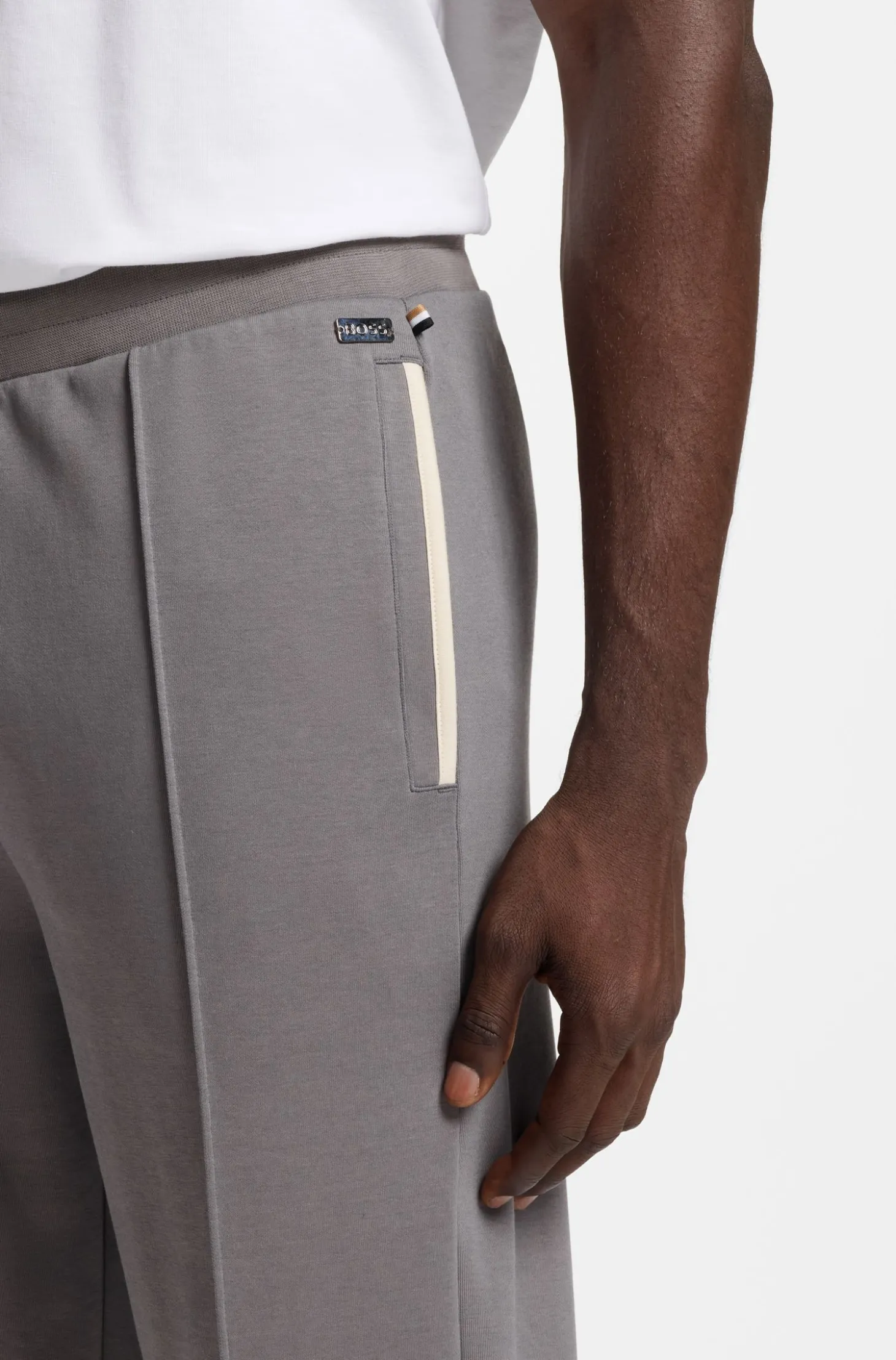 Cotton-blend tracksuit bottoms with contrast binding