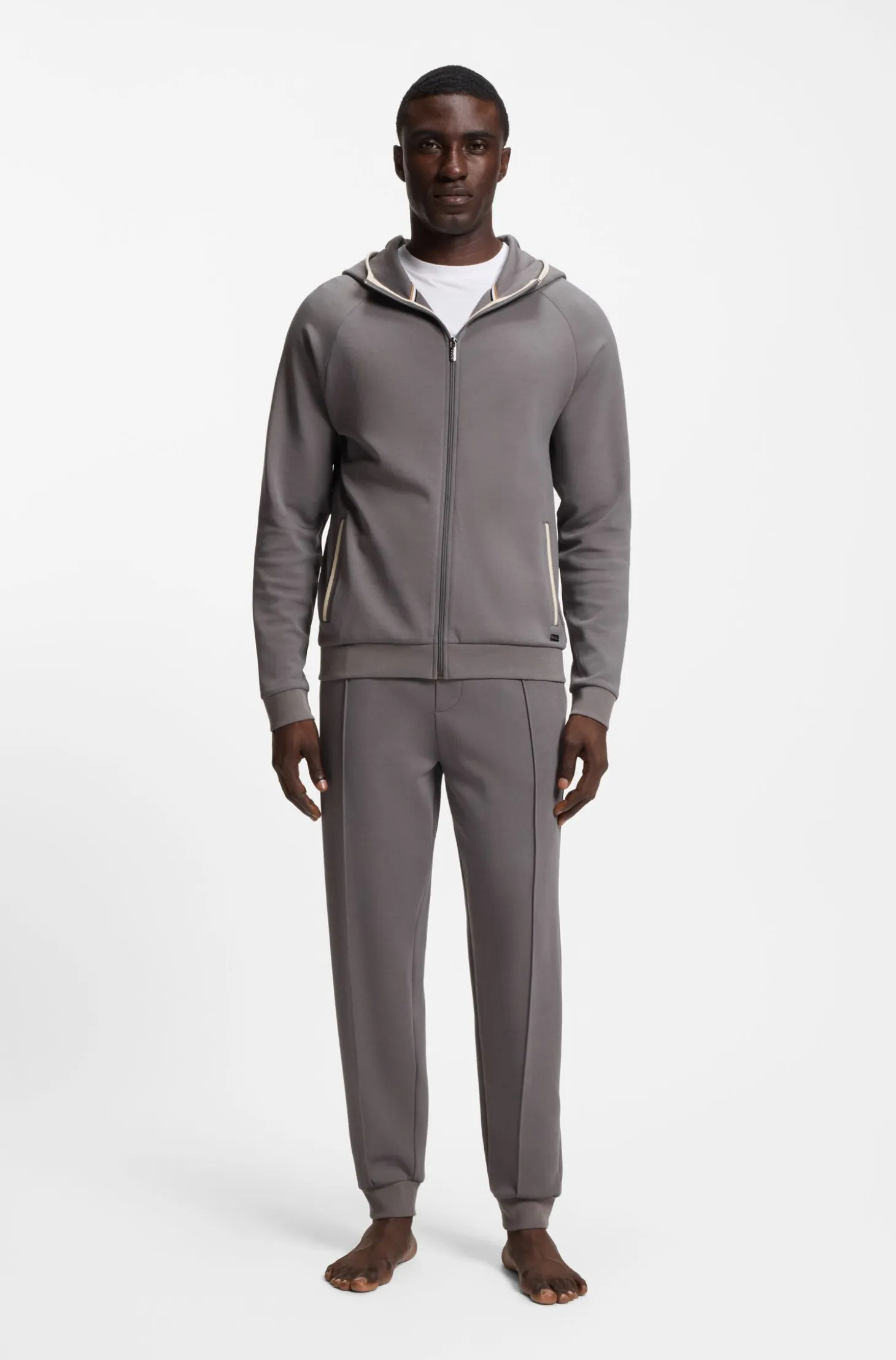 Cotton-blend tracksuit bottoms with contrast binding