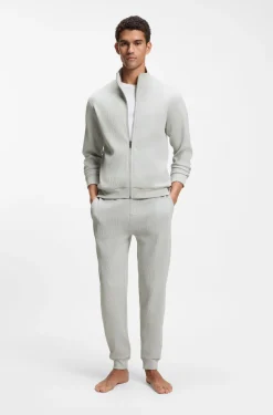 Cotton-blend tracksuit bottoms with waffle structure