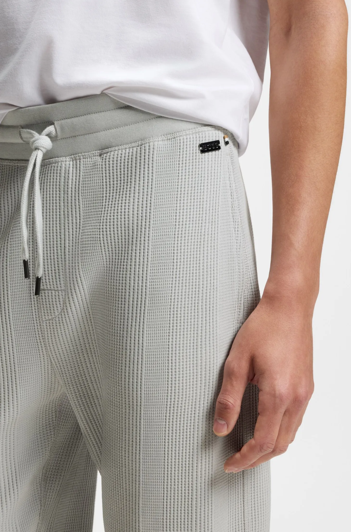 Cotton-blend tracksuit bottoms with waffle structure