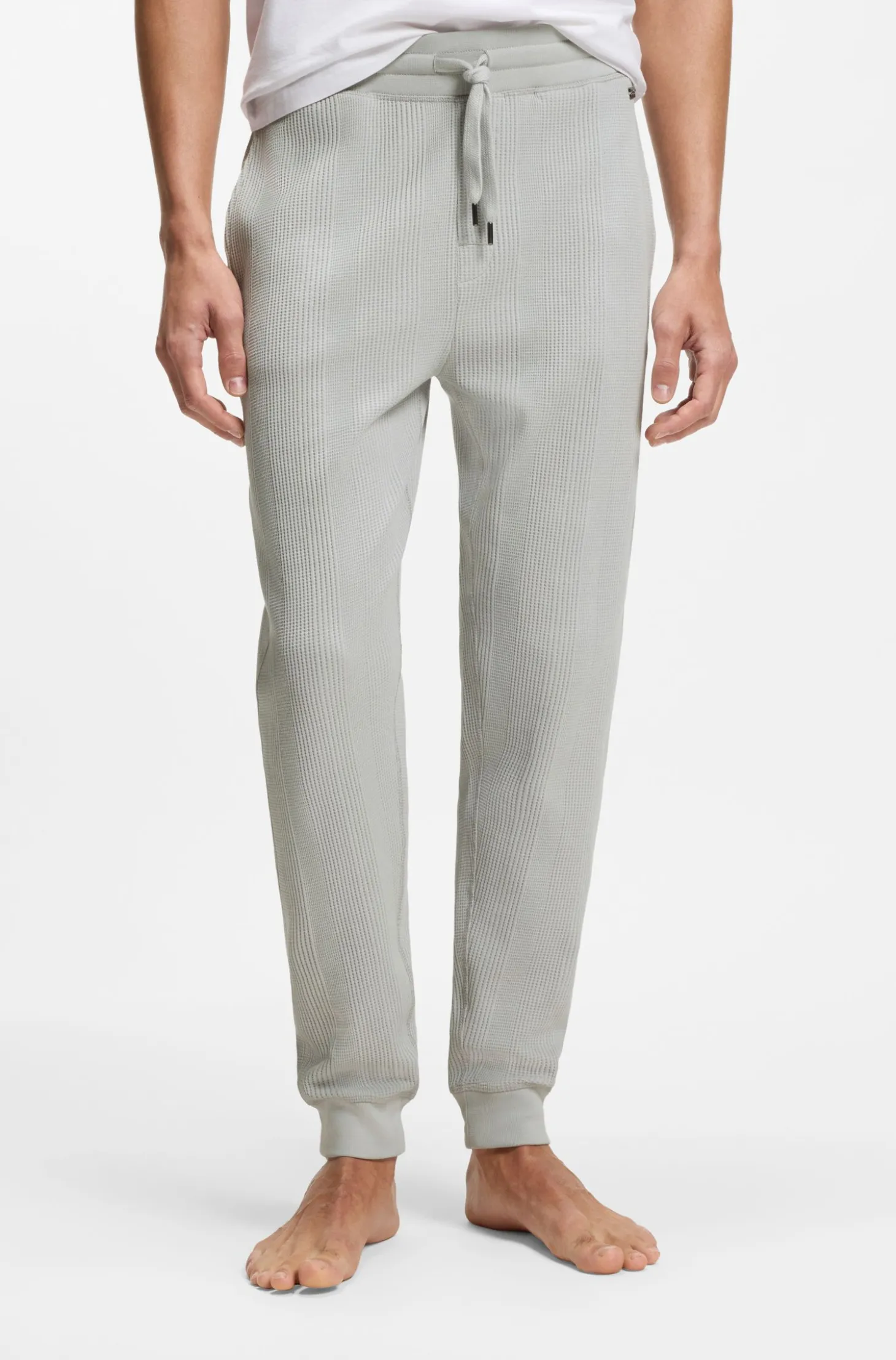 Cotton-blend tracksuit bottoms with waffle structure