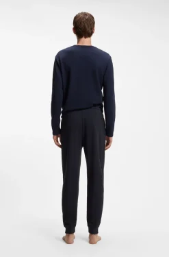 Cotton-blend tracksuit bottoms with waffle structure