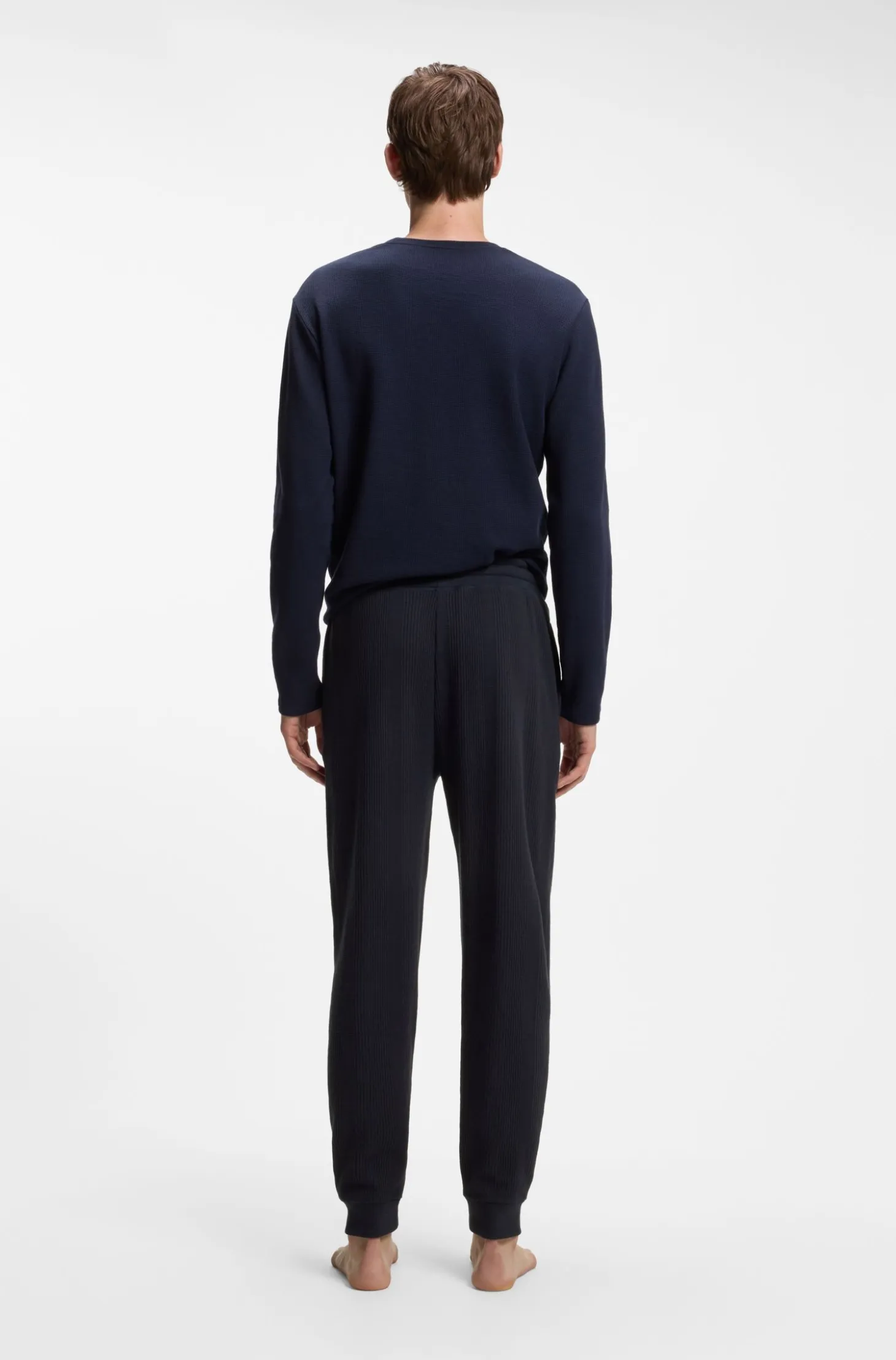 Cotton-blend tracksuit bottoms with waffle structure
