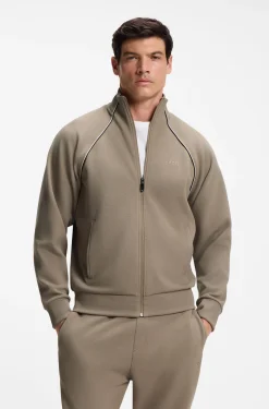 Cotton-blend tracksuit set with contrast piping