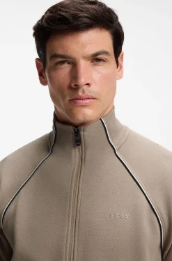 Cotton-blend tracksuit set with contrast piping