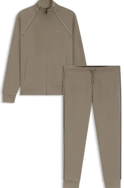 Cotton-blend tracksuit set with contrast piping