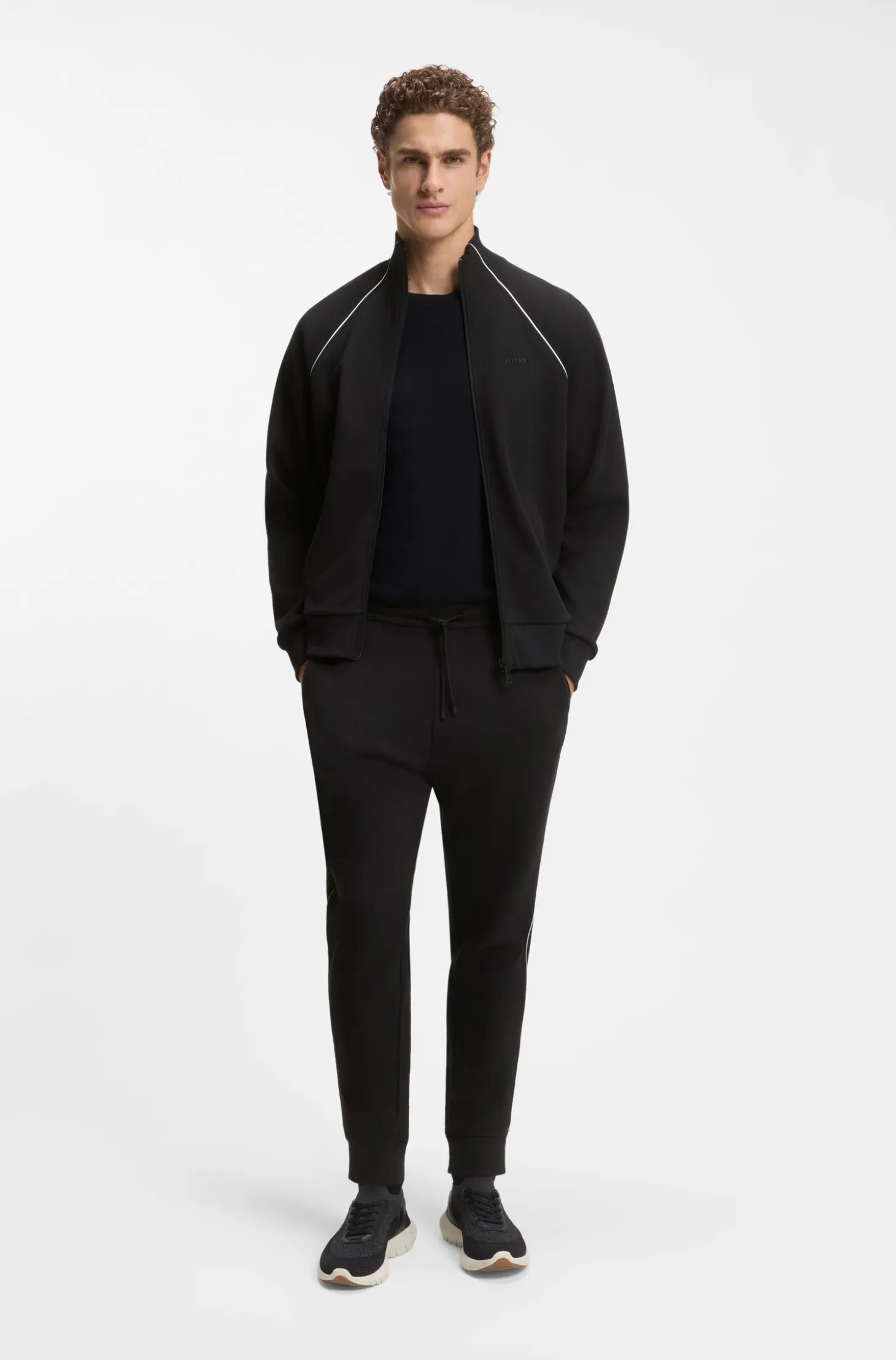 Cotton-blend tracksuit set with contrast piping
