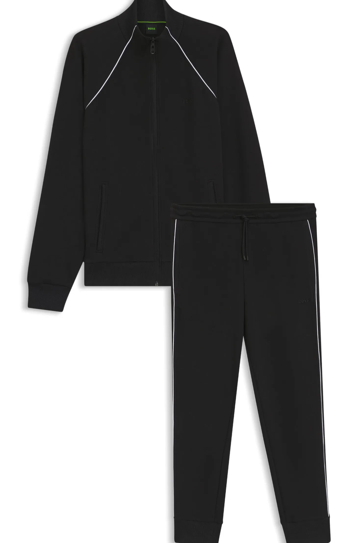 Cotton-blend tracksuit set with contrast piping