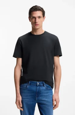 Cotton-blend T-shirt with bubble-jacquard structure