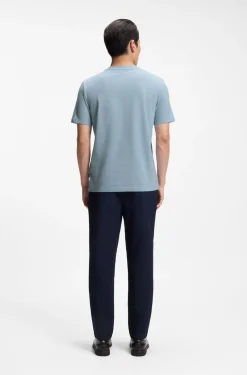 Cotton-blend T-shirt with bubble-jacquard structure