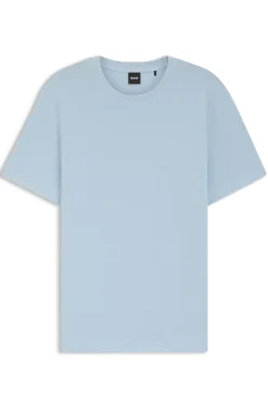 Cotton-blend T-shirt with bubble-jacquard structure