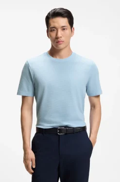 Cotton-blend T-shirt with bubble-jacquard structure