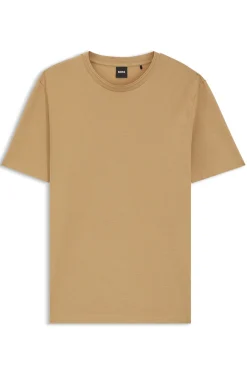 Cotton-blend T-shirt with bubble-jacquard structure