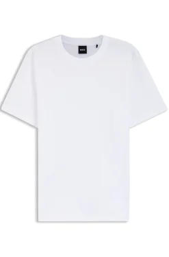 Cotton-blend T-shirt with bubble-jacquard structure