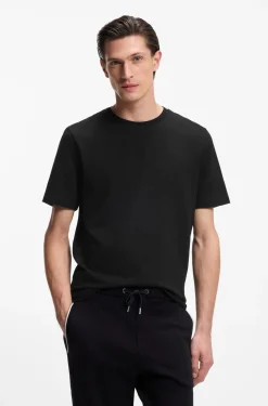Cotton-blend T-shirt with bubble-jacquard structure