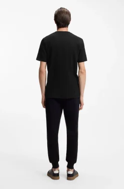 Cotton-blend T-shirt with bubble-jacquard structure