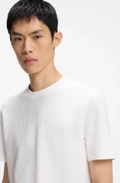 Cotton-blend T-shirt with creased effect