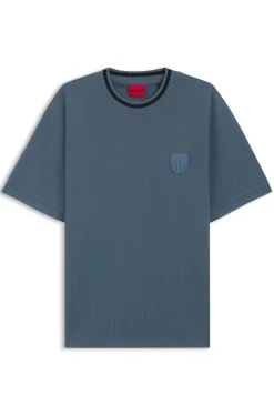 Cotton-blend T-shirt with drop-needle stripe