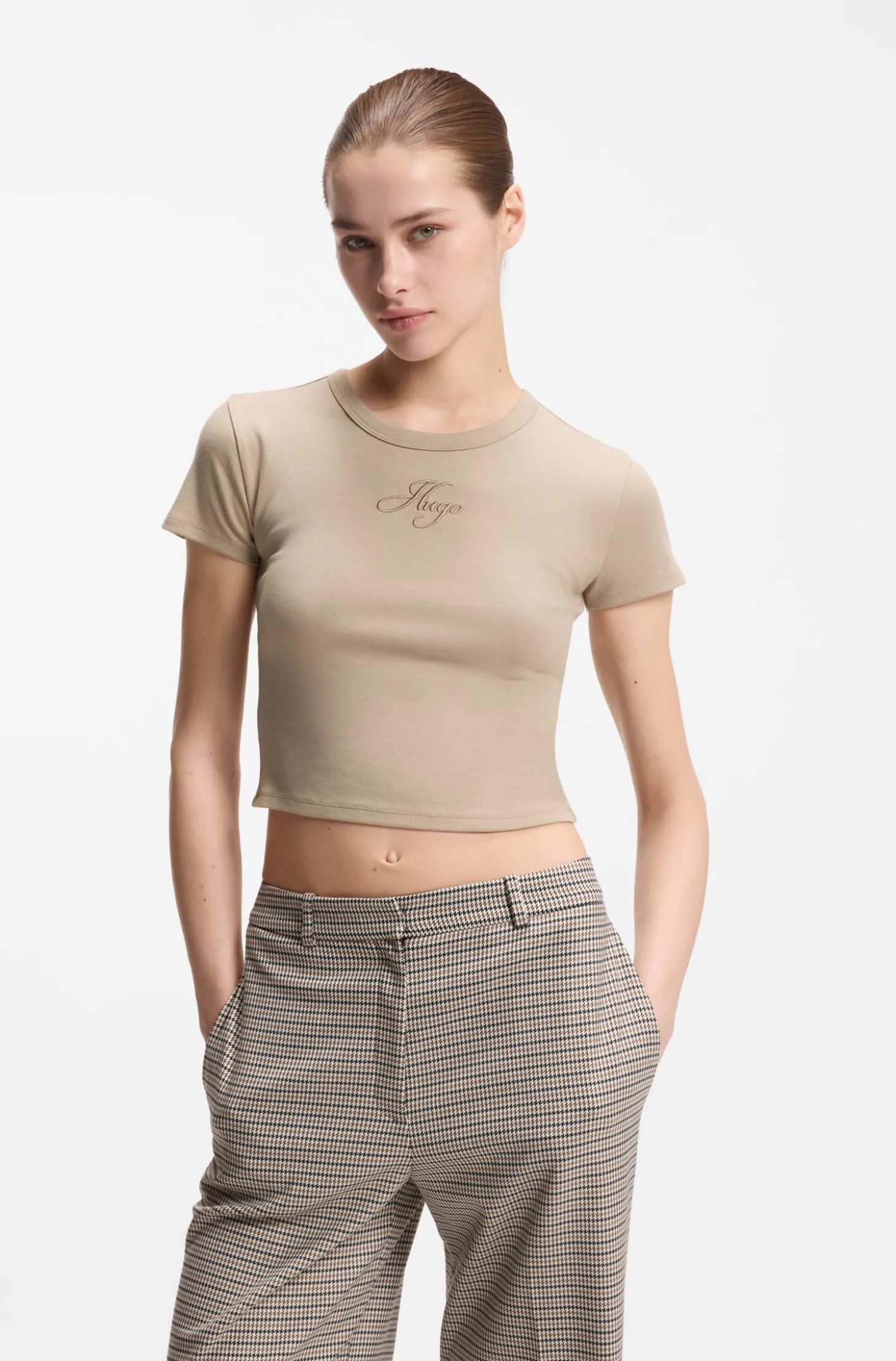 Cotton-blend T-shirt with embroidered logo