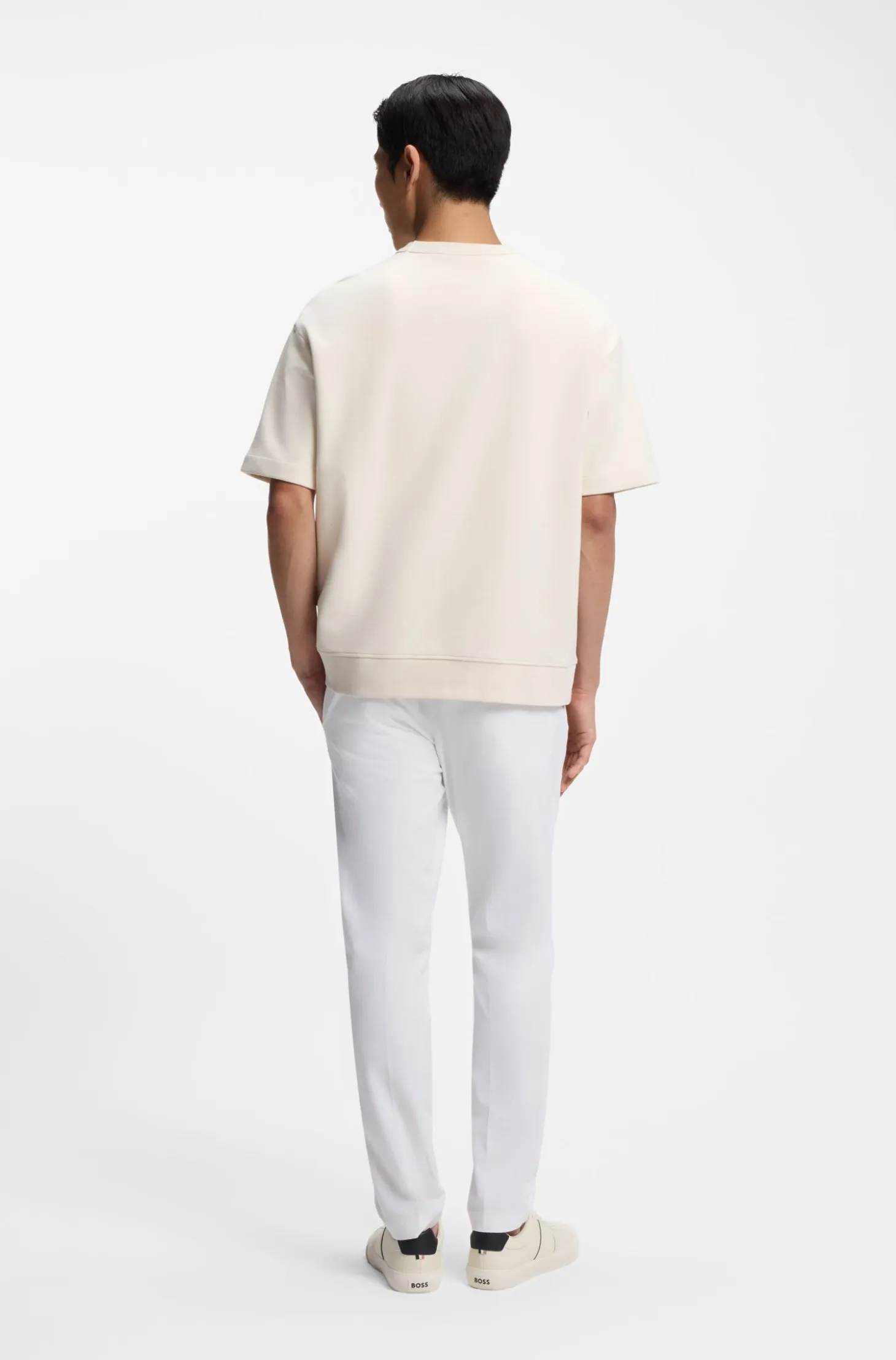Cotton-blend T-shirt with peached finish