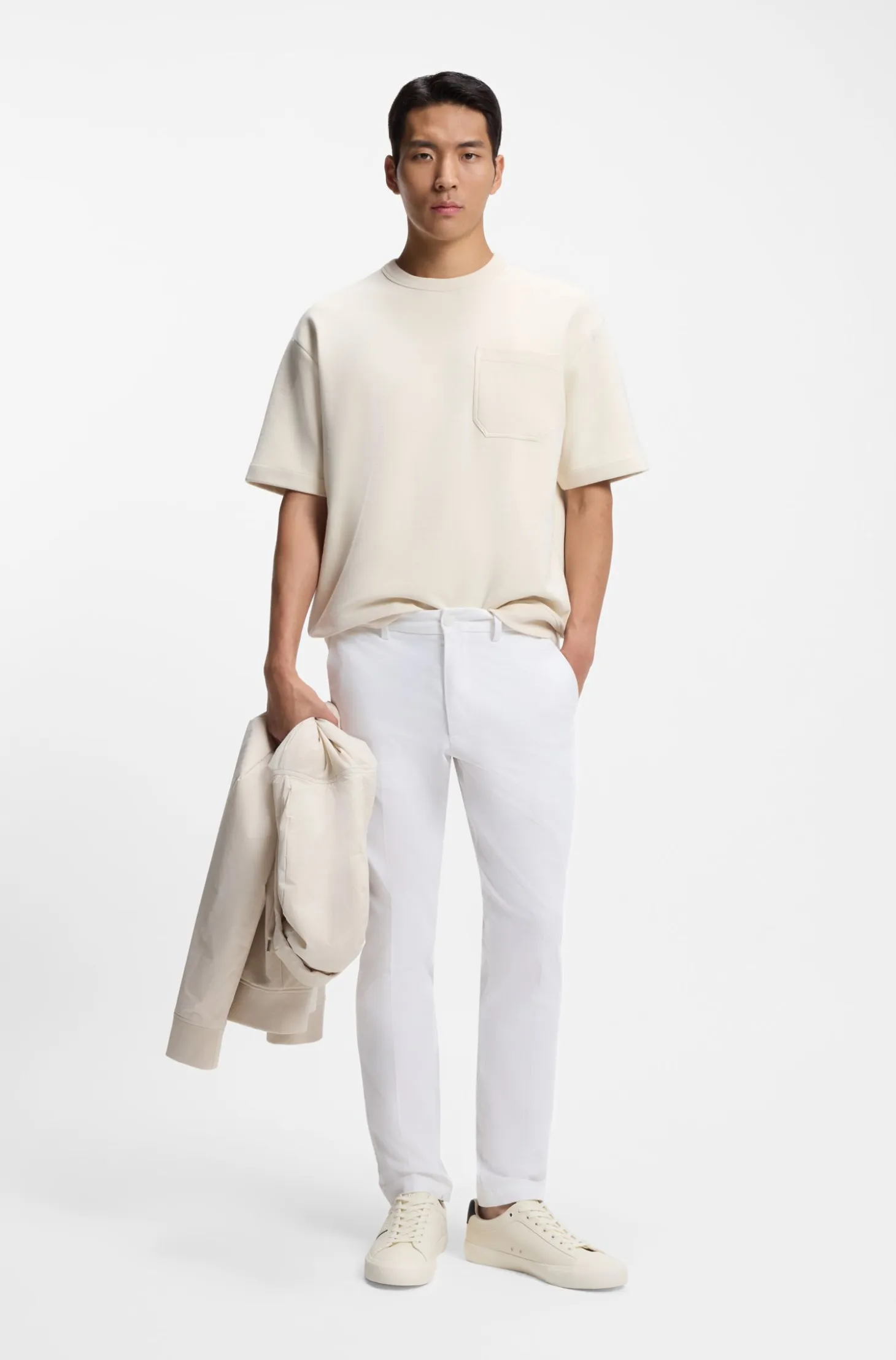 Cotton-blend T-shirt with peached finish