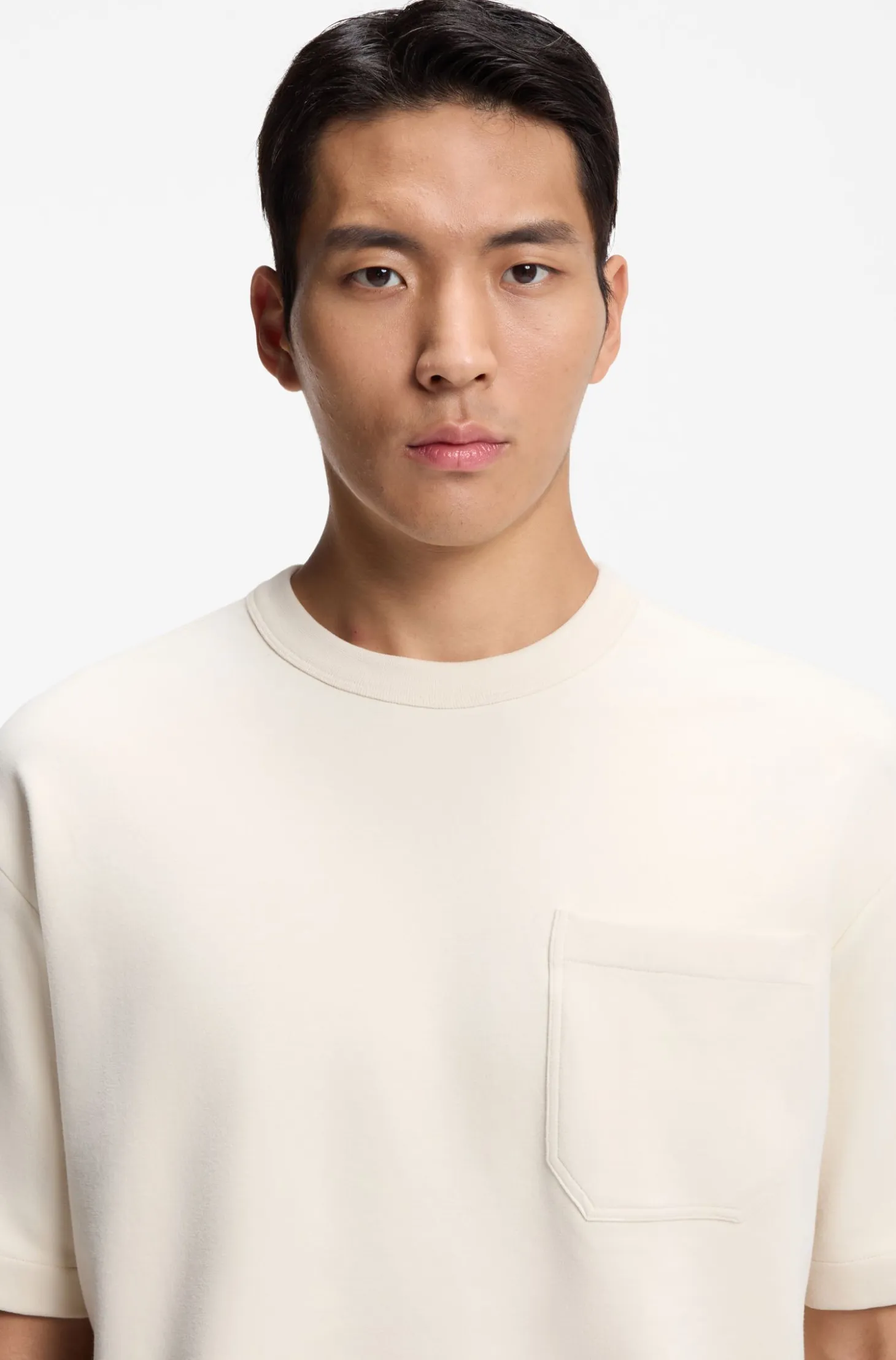 Cotton-blend T-shirt with peached finish