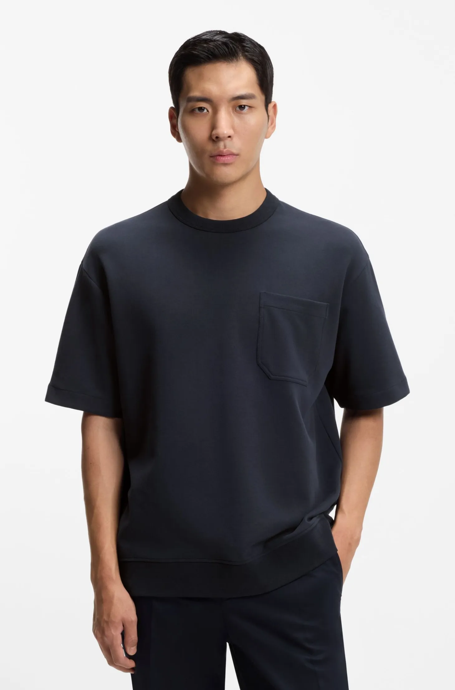 Cotton-blend T-shirt with peached finish