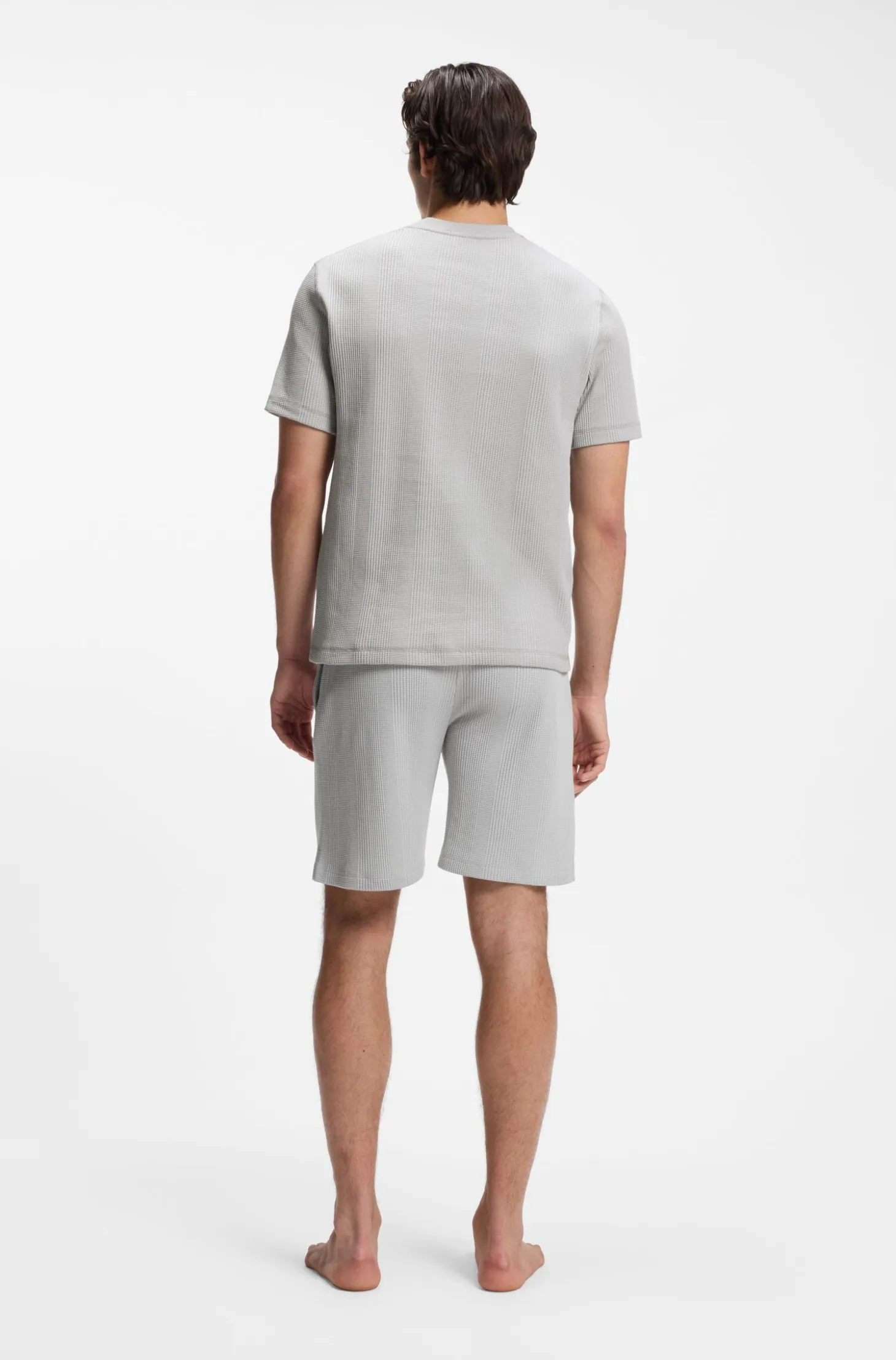 Cotton-blend T-shirt with waffle structure
