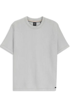 Cotton-blend T-shirt with waffle structure