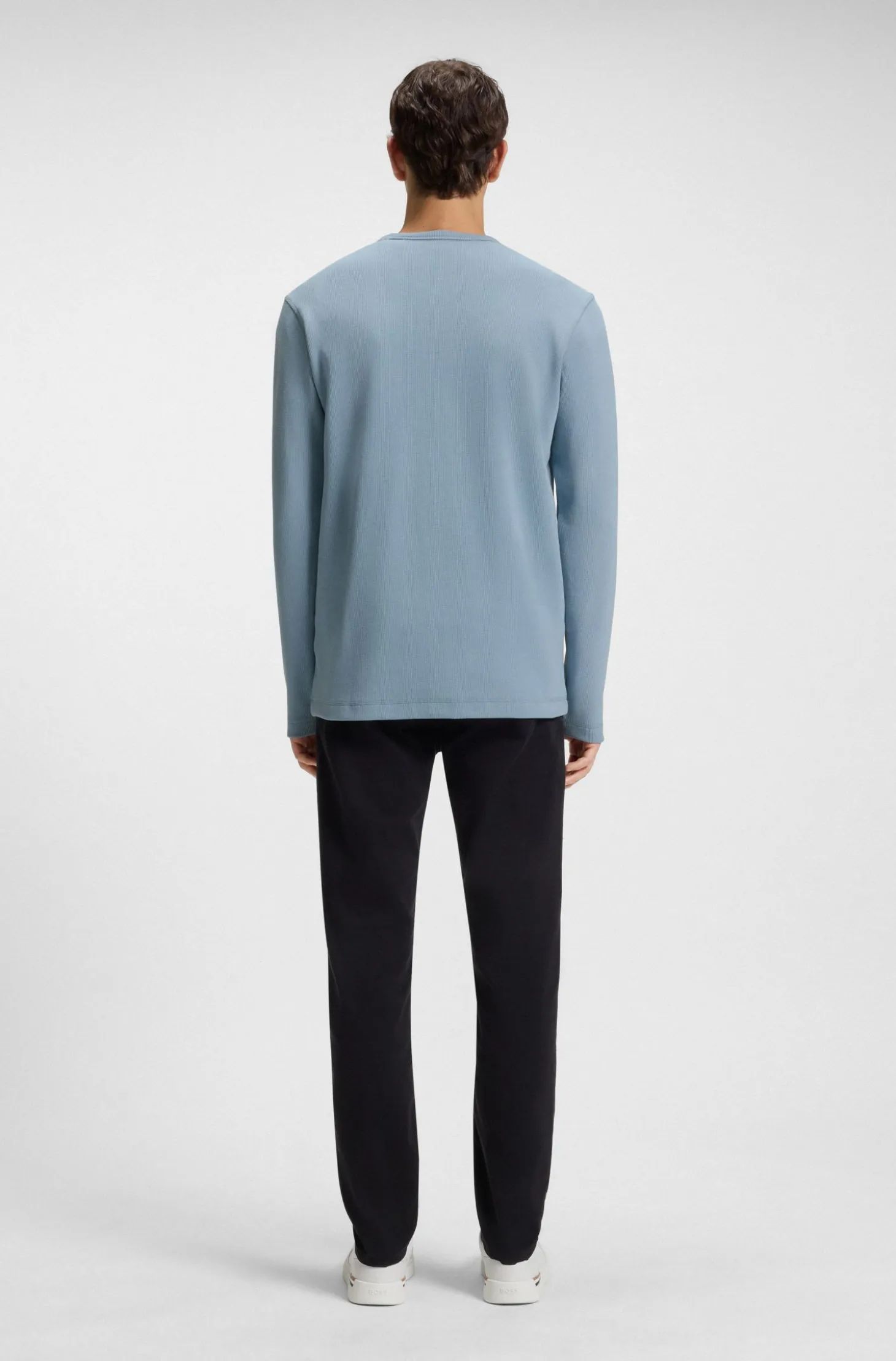 Cotton-blend T-shirt with waffle structure