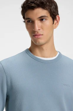 Cotton-blend T-shirt with waffle structure