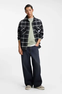 Cotton-blend T-shirt with waffle structure