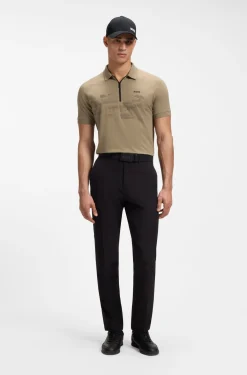 Cotton-blend zipped polo shirt with reflective graphics