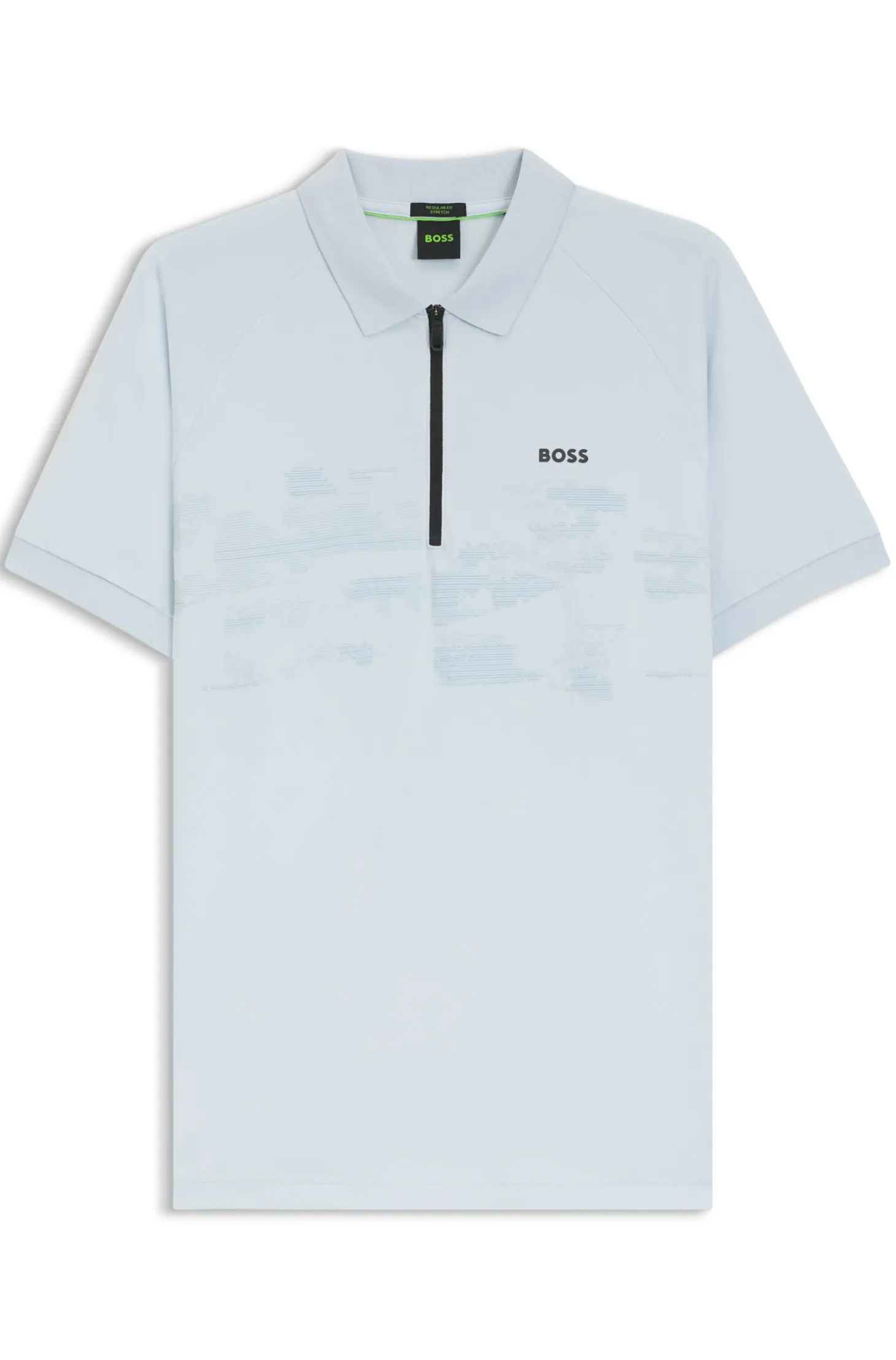 Cotton-blend zipped polo shirt with reflective graphics