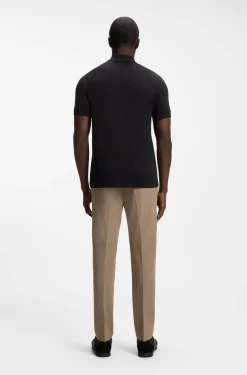 Cotton-blend zipped polo shirt with reflective graphics