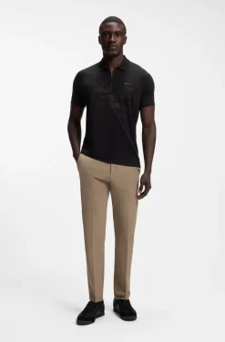 Cotton-blend zipped polo shirt with reflective graphics