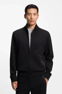 Cotton-blend zip sweatshirt with waffle texture