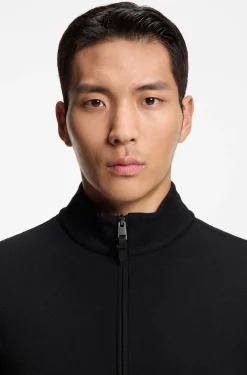 Cotton-blend zip sweatshirt with waffle texture