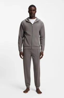 Cotton-blend zip-up hoodie with contrast binding