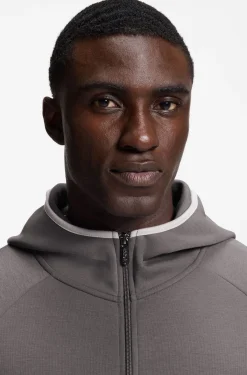 Cotton-blend zip-up hoodie with contrast binding