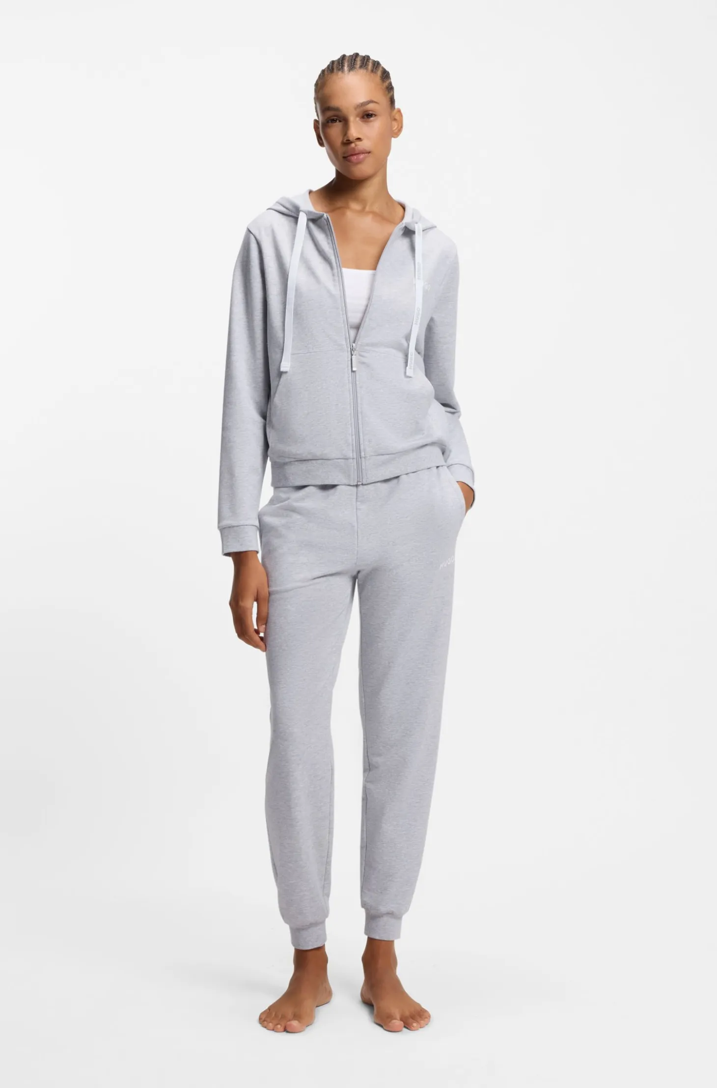 Cotton-blend zip-up hoodie with logo details